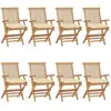 vidaXL Chaises de jardin et coussins blanc crème lot de 8 Teck massif
