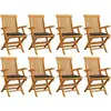 vidaXL Chaises de jardin avec coussins taupe lot de 8 Bois teck massif
