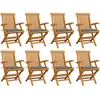 vidaXL Chaises de jardin avec coussins gris lot de 8 Bois teck massif