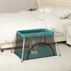 vidaXL Parc pour bébé avec matelas Vert Tissu de lin