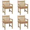 vidaXL Chaises de jardin 4 pcs avec coussins beige Bois de teck solide