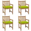 vidaXL Chaises de jardin 4 pcs avec coussins vert vif Teck solide