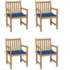 vidaXL Chaises de jardin 4 pcs avec coussins bleu royal Bois de teck