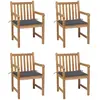 vidaXL Chaises de jardin 4 pcs avec coussins anthracite Teck solide