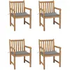 vidaXL Chaises de jardin 4 pcs avec coussins gris Bois de teck solide