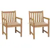 vidaXL Chaises de jardin 4 pcs avec coussins beige Bois de teck solide