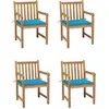 vidaXL Chaises de jardin 4 pcs avec coussins bleu Bois de teck solide