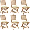 vidaXL Chaises pliables de jardin 6 pcs avec coussins Bois d'acacia