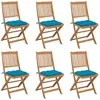 vidaXL Chaises pliables de jardin 6 pcs avec coussins Bois d'acacia