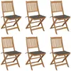 vidaXL Chaises pliables de jardin 6 pcs avec coussins Bois d'acacia