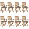 vidaXL Chaises pliables de jardin lot de 8 avec coussins Bois d'acacia