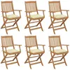 vidaXL Chaises pliables de jardin 6 pcs avec coussins Bois d'acacia