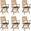 vidaXL Chaises pliables de jardin 6 pcs avec coussins Bois d'acacia