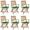 vidaXL Chaises pliables de jardin 6 pcs avec coussins Bois d'acacia