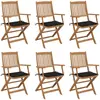 vidaXL Chaises pliables de jardin 6 pcs avec coussins Bois d'acacia
