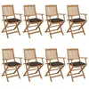 vidaXL Chaises pliables de jardin lot de 8 avec coussins Bois d'acacia