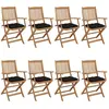 vidaXL Chaises pliables de jardin 8 pcs avec coussins Bois d'acacia