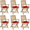 vidaXL Chaises pliables de jardin 6 pcs avec coussins Bois d'acacia