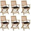 vidaXL Chaises pliables de jardin 6 pcs avec coussins Bois d'acacia
