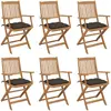 vidaXL Chaises pliables de jardin 6 pcs avec coussins Bois d'acacia