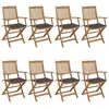vidaXL Chaises pliables de jardin 8 pcs avec coussins Bois d'acacia