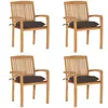 vidaXL Lot de 4 Chaises Empilables avec Coussins - Teck solide