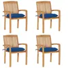 vidaXL Chaises de jardin empilables avec coussins 4 pcs Teck solide