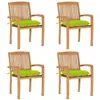 vidaXL Chaises de jardin empilables avec coussins 4 pcs Teck solide