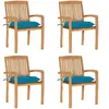vidaXL Chaises empilables avec coussins - Teck solide