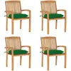 vidaXL Chaises de jardin empilables avec coussins - Teck solide