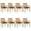 vidaXL Chaises de jardin empilables avec coussins 8 pcs Teck solide