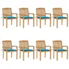VIDAXL Lot de 8 Chaises empilables avec coussins - Teck solide