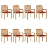 vidaXL Chaises de jardin empilables avec coussins lot de 8 Teck solide