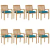 vidaXL Chaises de Jardin Empilables avec Coussins - Lot de 8 - Teck Solide