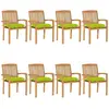 vidaXL Chaises de jardin empilables avec coussins 8 pcs Teck solide