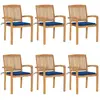 VIDAXL Chaises de jardin empilables avec coussins Lot de 6 - Teck