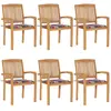 vidaXL Chaises de jardin empilables avec coussins lot de 6 Teck solide