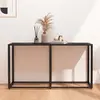 vidaXL Table console Marbre noir 140x35x75,5 cm Verre trempé