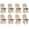 Chaises pliables d'extérieur et coussins lot de 8 Bois d'acacia Vidaxl
