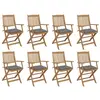 vidaXL Chaises pliables d'extérieur avec coussins 8 pcs Bois d'acacia