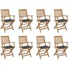 vidaXL Chaises pliables d'extérieur avec coussins 8 pcs Bois d'acacia