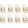 vidaXL Chaises pliables de jardin avec coussins lot de 8 Bois d'acacia