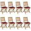 vidaXL Chaises pliables de jardin 8 pcs avec coussins Bois d'acacia