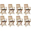 vidaXL Chaises pliables d'extérieur avec coussins 8 pcs Bois d'acacia