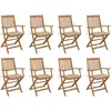 vidaXL Chaises pliables d'extérieur avec coussins 8 pcs Bois d'acacia
