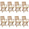 vidaXL Chaises pliables de jardin 8 pcs avec coussins Bois d'acacia