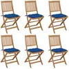 vidaXL Chaises pliables de jardin 6 pcs avec coussins Bois d'acacia