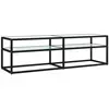 vidaXL Meuble TV marbre blanc 140x40x40,5 cm verre trempé