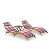 Chaises longues lot de 2 avec table et coussins Acacia solide Vidaxl