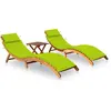 vidaXL Chaises longues 2 pcs avec table et coussins Acacia solide